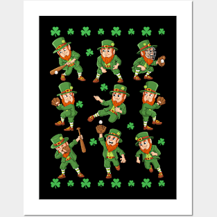 St Patrick’s Day Leprechaun Baseball Player Boys Girls Kids Posters and Art